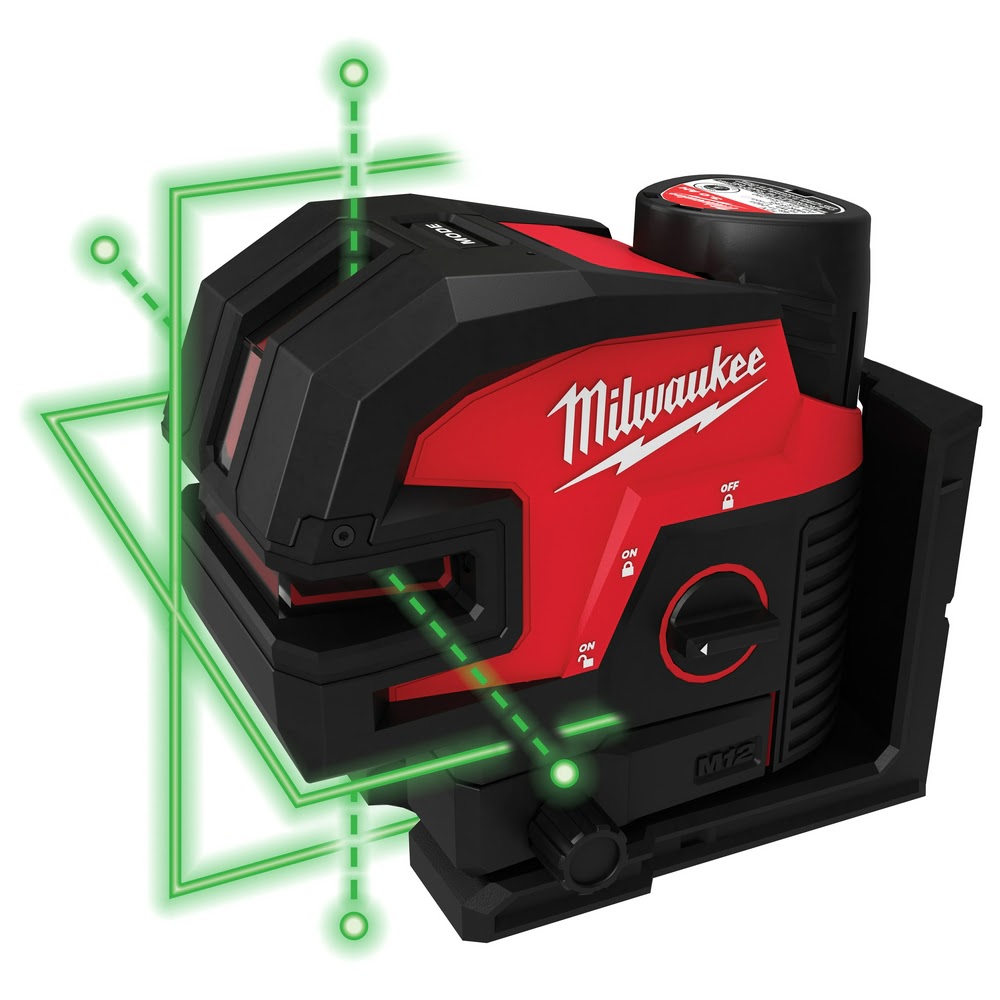 Milwaukee 3624-21 M12 Green Cross Line & 4-Points Laser Kit