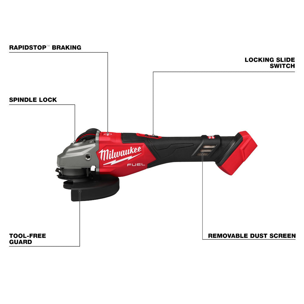 Milwaukee 3671-20 M18 FUEL 4-1/2"-6" Braking Grinder, Slide Switch - 3