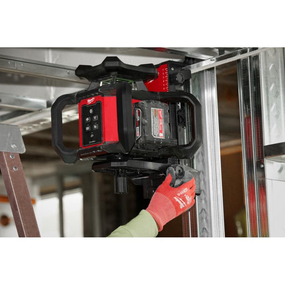 Milwaukee 3702-21 M18 Green Interior Rotary Laser Level Kit w/ Remote/Receiver & Wall Mount Bracket - 13