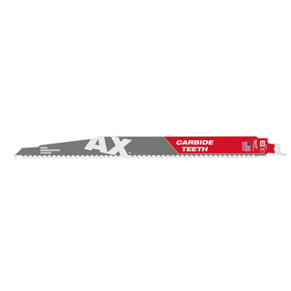 Milwaukee 48-00-5327 12" 5TPI AX with Carbide Teeth Sawzall Blade, 3 Pack