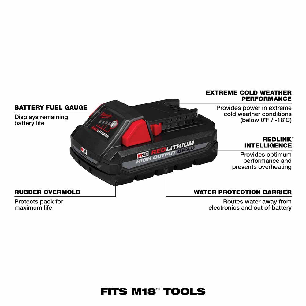 Milwaukee 48-11-1837 M18 REDLITHIUM HIGH OUTPUT CP3.0 Battery 2-Pack - 3