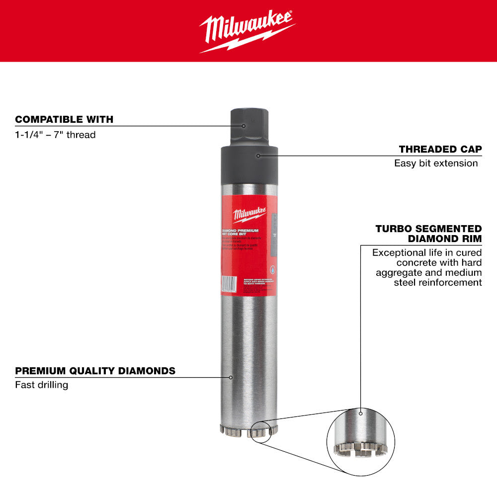 Milwaukee 48-17-3070 7" Diamond Premium Wet Core Bit - 4