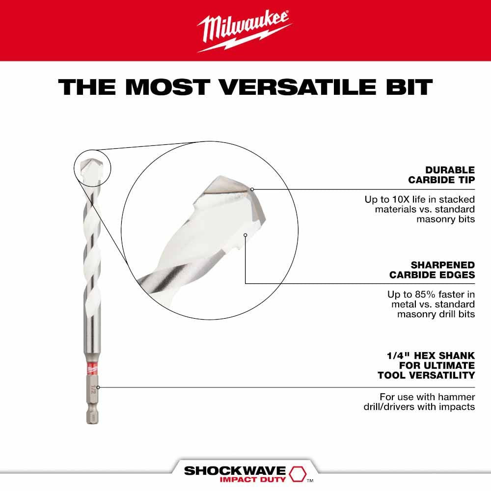 Milwaukee 48-20-8882 5/32" x 4" x 6" SHOCKWAVE Impact Duty Carbide Multi-Material Drill Bit - 4