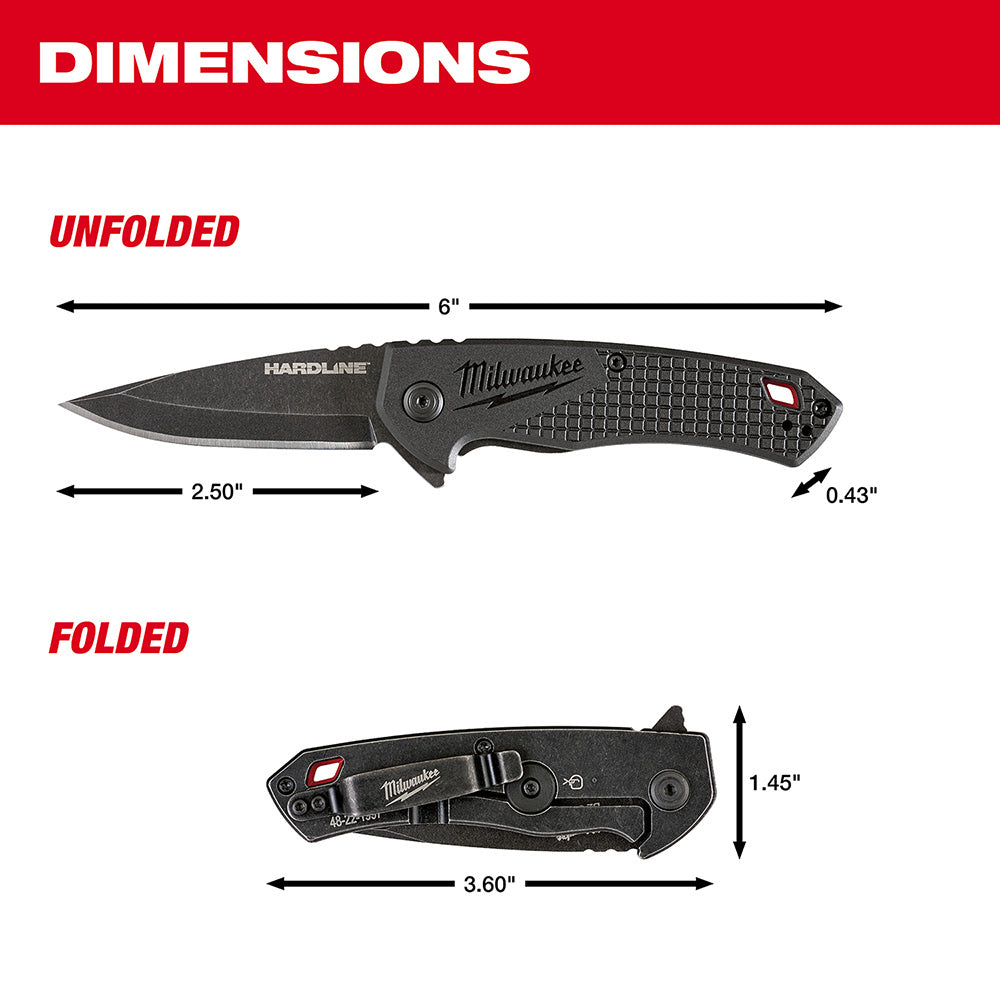 Milwaukee 48-22-1997B 2.5" HARDLINE Smooth Blade Pocket Knife (Boxed) - 3