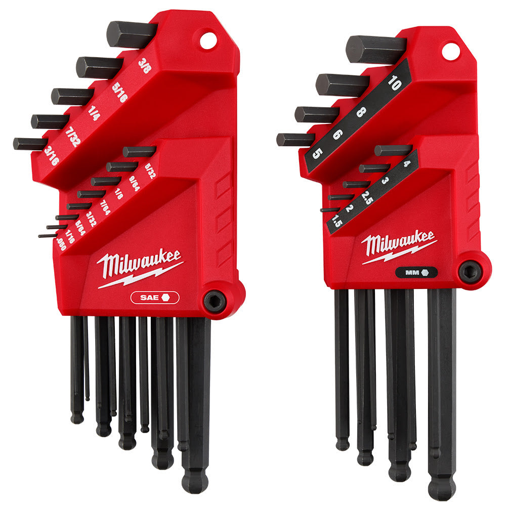 Milwaukee 48-22-2187 22-Key Ball End L-Key Set - SAE/Metric