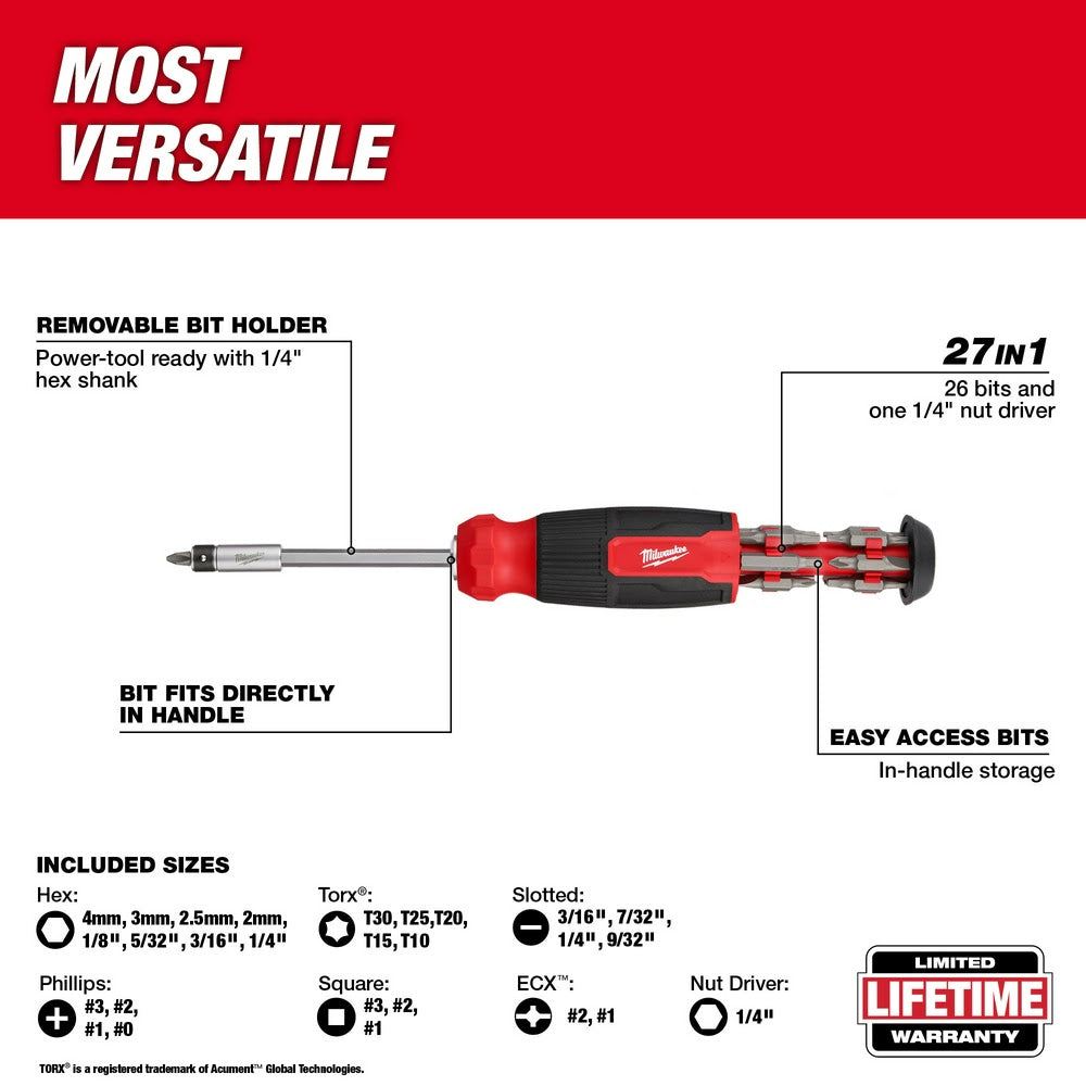 Milwaukee 48-22-2901 27-in-1 Multi-Bit Screwdriver - 4