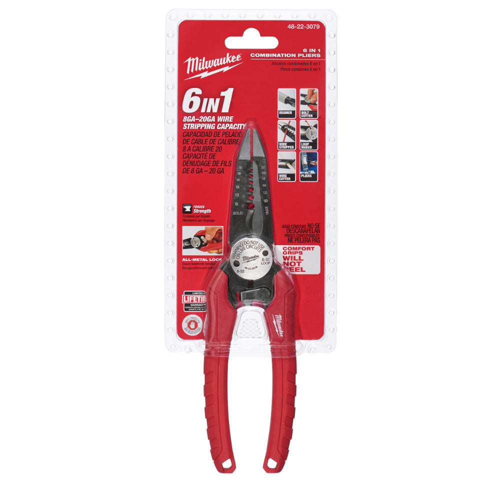 Milwaukee 48-22-3079 8GA - 20GA 6 IN 1 Combination Wire Pliers