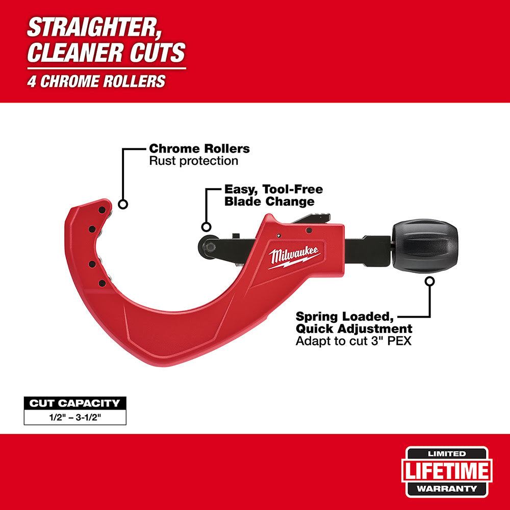 Milwaukee 48-22-4254 3-1/2" Quick Adjust Copper Tubing Cutter - 2