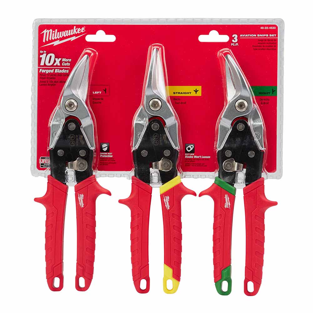 Milwaukee 48-22-4533 3 Piece Aviation Snip Set