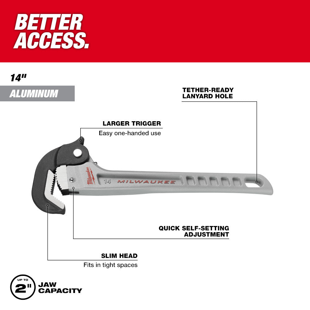 Milwaukee 48-22-7414 14" Aluminum Self-Adjusting Pipe Wrench - 2