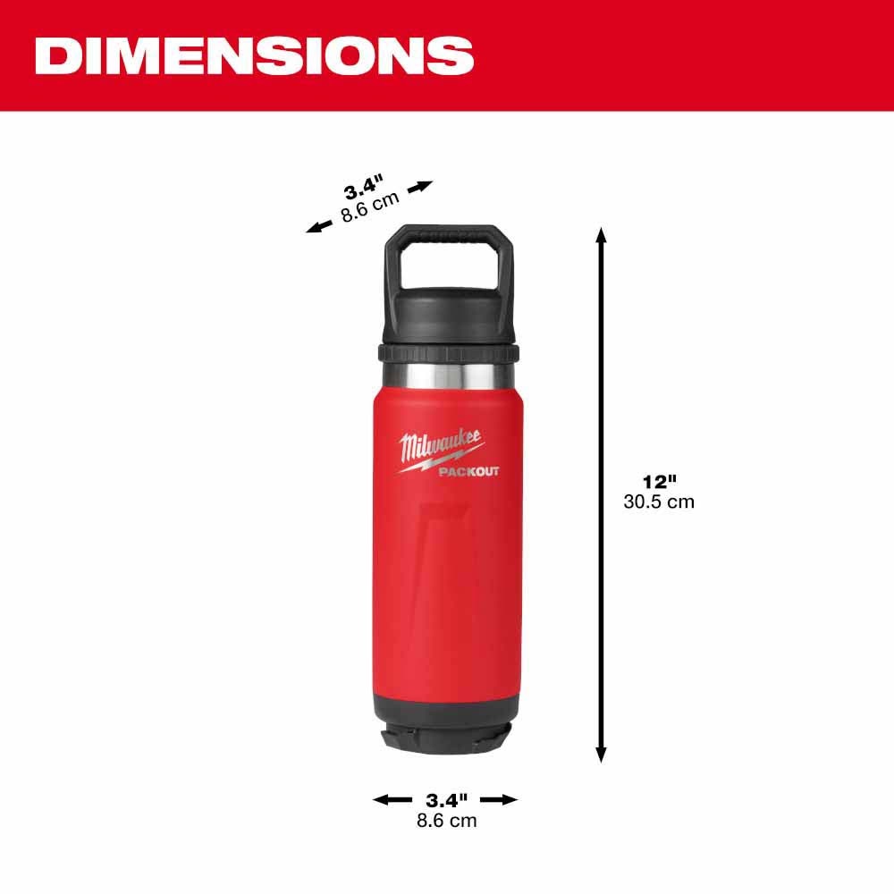 Milwaukee 48-22-8396R PACKOUT 24oz Insulated Bottle with Chug Lid - Red - 3