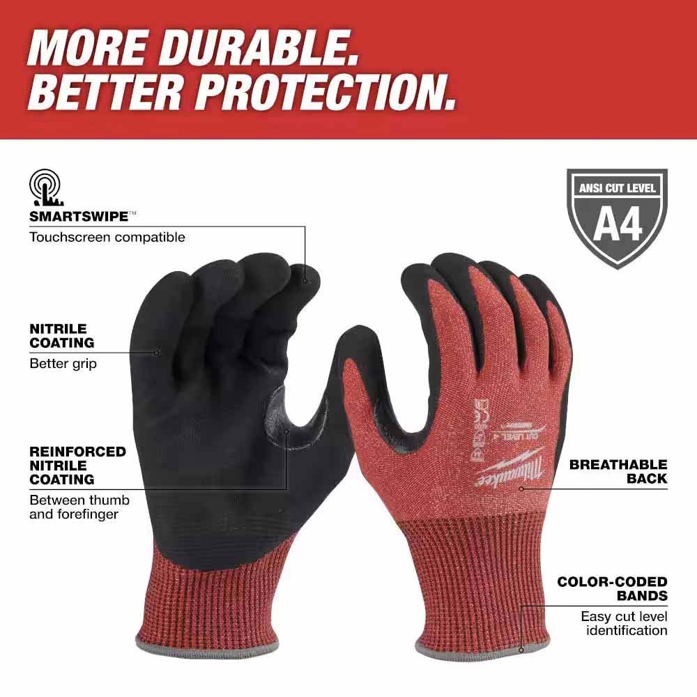 Milwaukee 48-22-8948 Cut Level 4 Nitrile Dipped Gloves - XL - 2