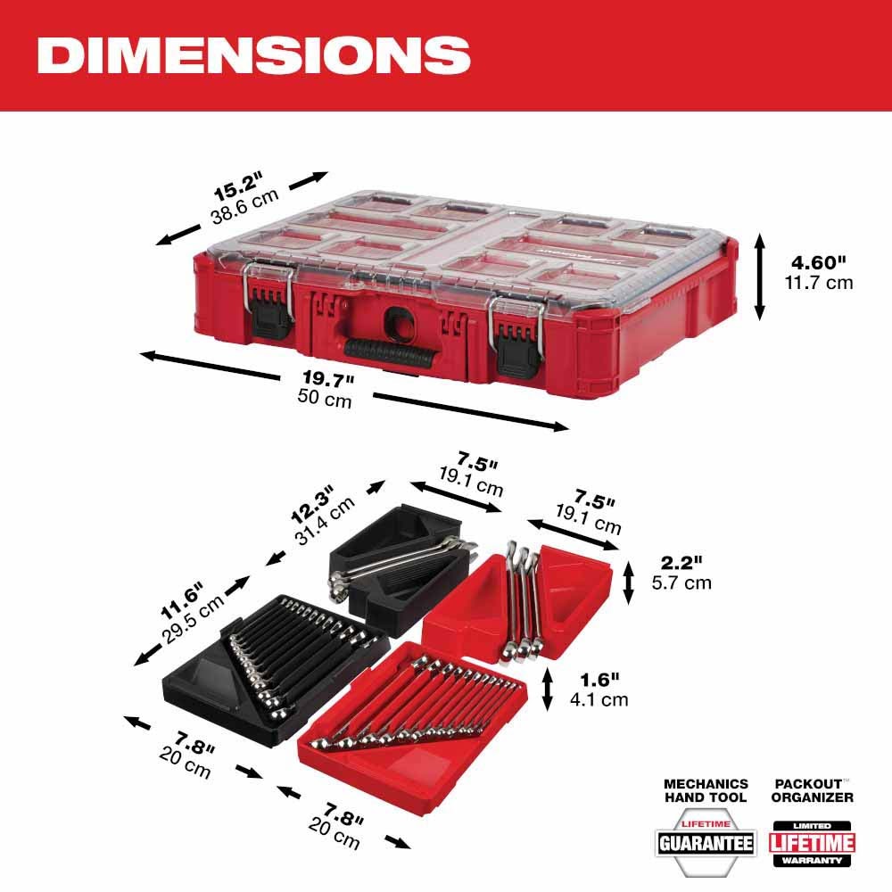 Milwaukee 48-22-9485 30pc Metric & SAE Combination Wrench Set with PACKOUT Organizer