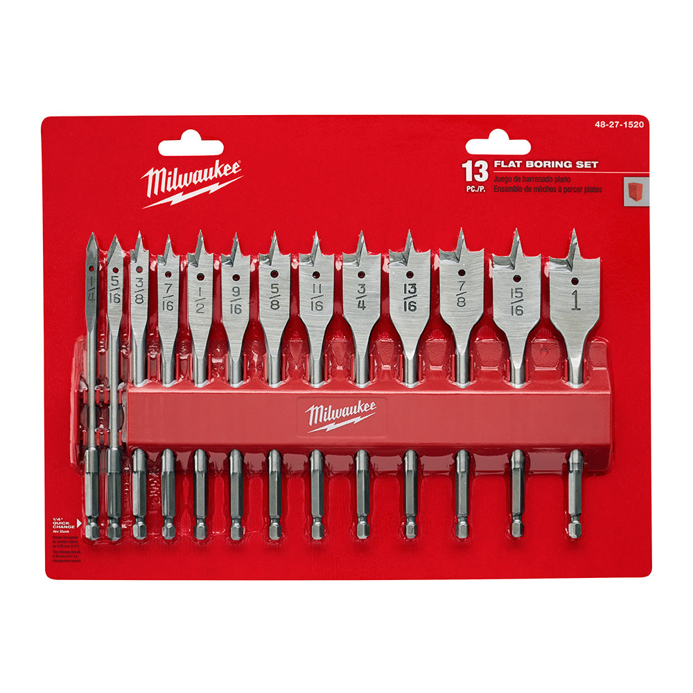 Milwaukee 48-27-1520  13 Piece Flat Boring Bit Set