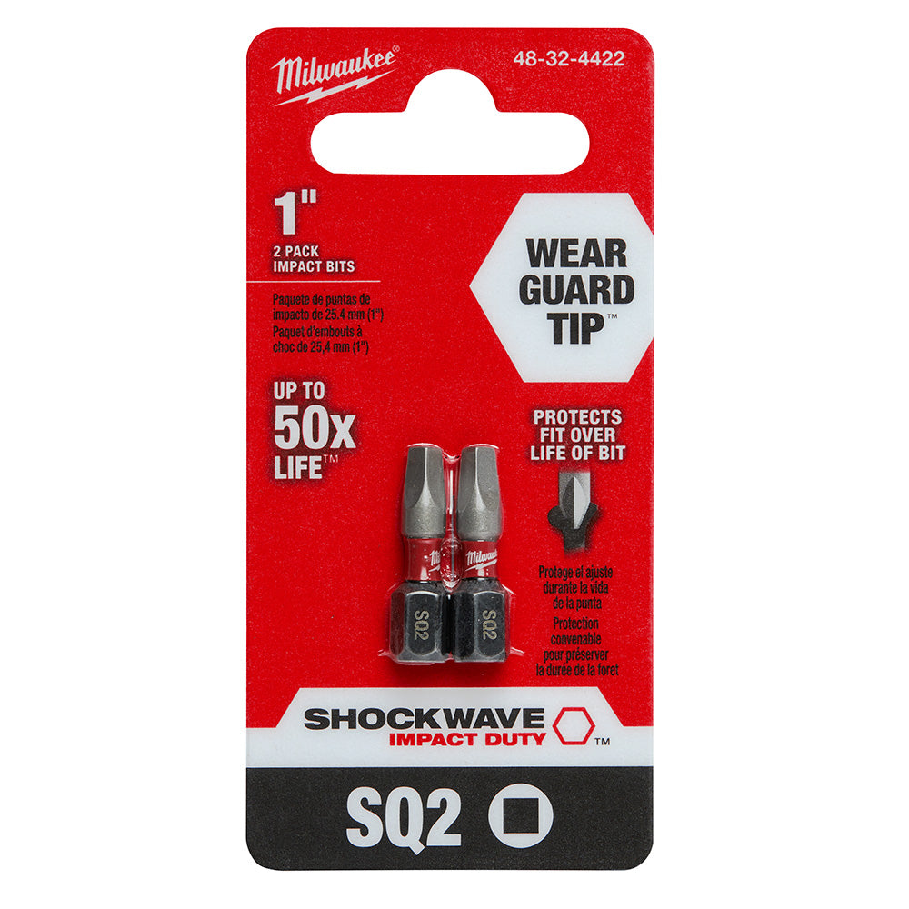 Milwaukee 48-32-4422 SHOCKWAVE 1" SQ2 Impact Bit 2PK - 2