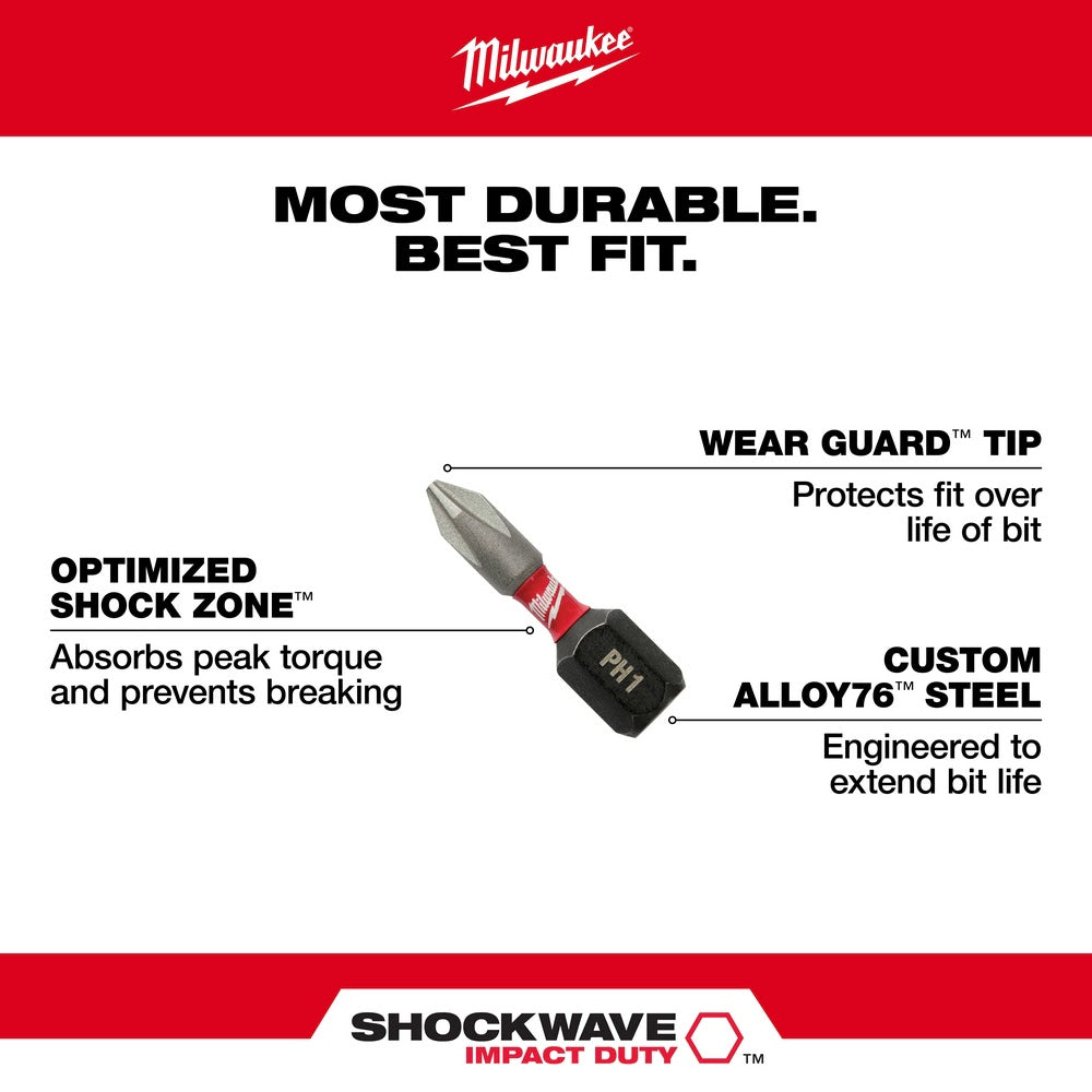 Milwaukee 48-32-4444 SHOCKWAVE 1" PR2 Impact Bit 2PK - 5