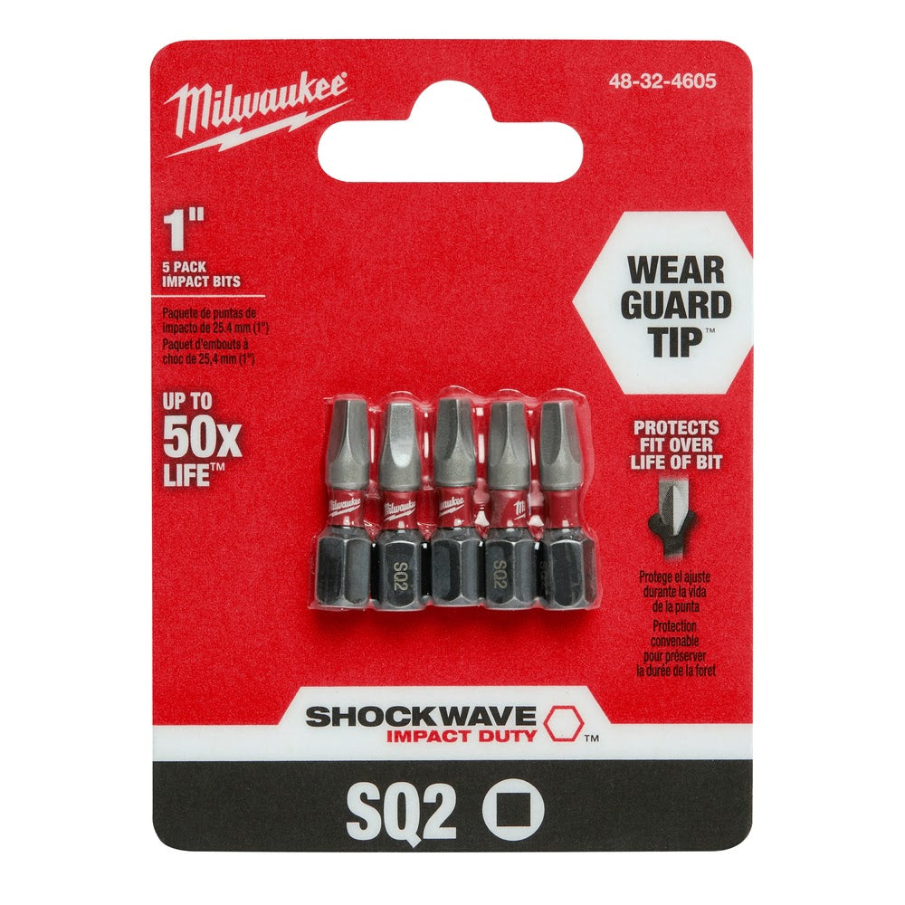 Milwaukee 48-32-4605 SHOCKWAVE 1" SQ2 Impact Bit 5PK - 8