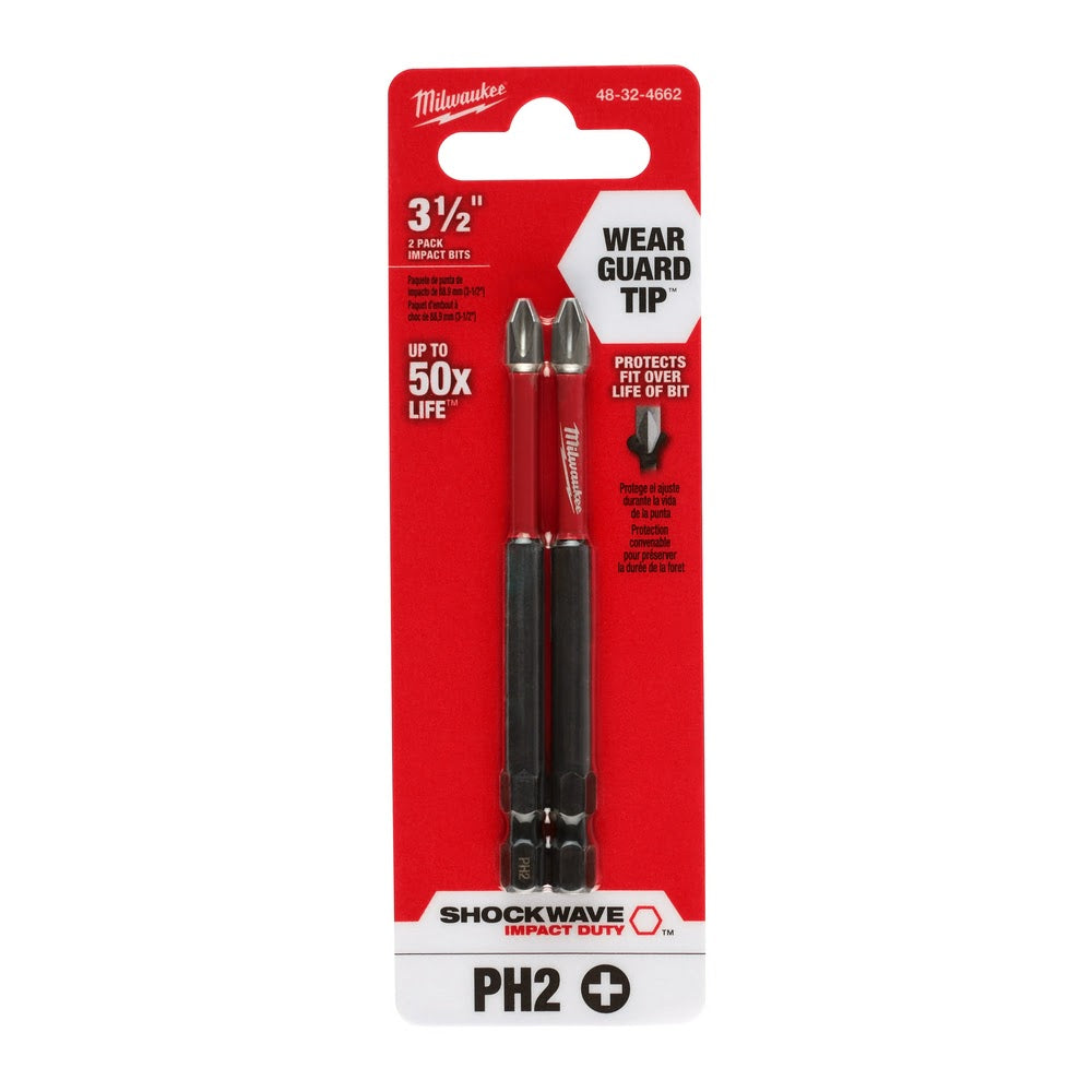 Milwaukee 48-32-4662 SHOCKWAVE Impact Duty™ 3-1/2" PH2 Bit 2PK - 7