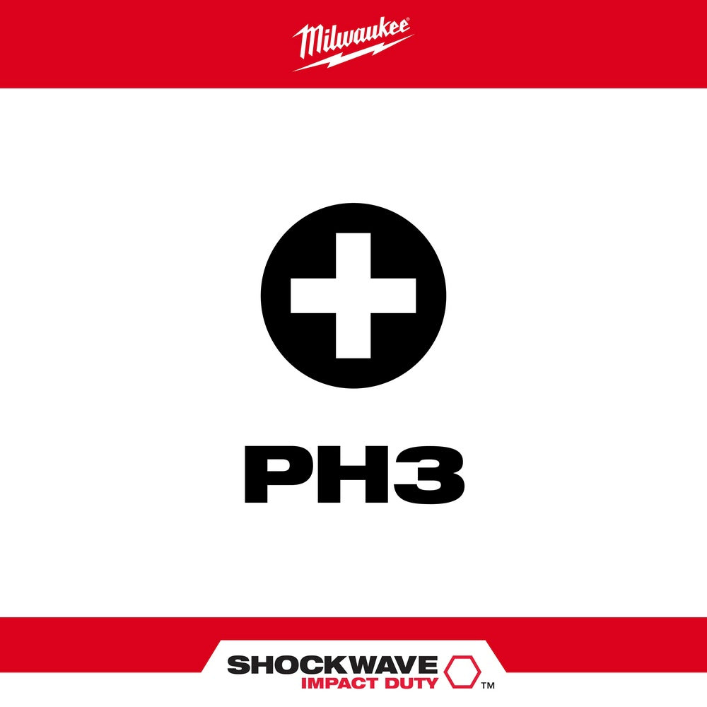 Milwaukee 48-32-4664 SHOCKWAVE Impact Duty™ 3-1/2" PH3 Bit 2PK