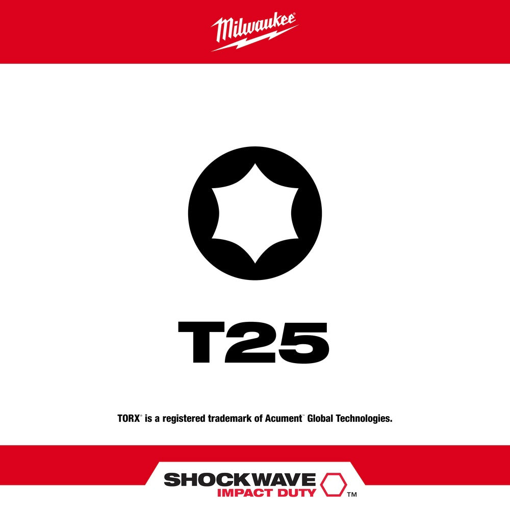 Milwaukee 48-32-4679 SHOCKWAVE Impact Duty™ 3-1/2" T25 Bit 2PK - 2