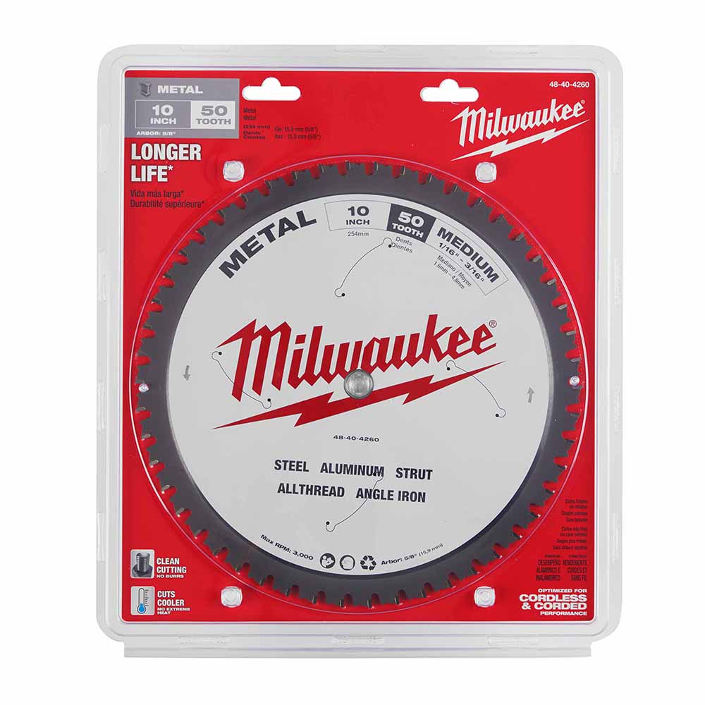 Milwaukee  48-40-4260 10" 50T METAL CSB, 5/8" - 6