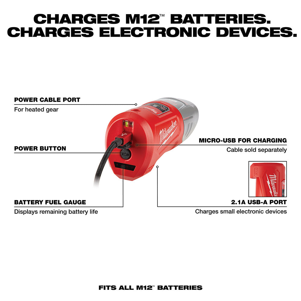 Milwaukee 48-59-1201 M12 Charger and Portable Power Source - 4