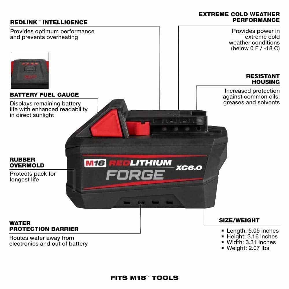 Milwaukee 48-59-1861 M18 18V Lithium-Ion High Output Starter Kit with FORGE 6.0Ah Battery and Rapid Charger - 2