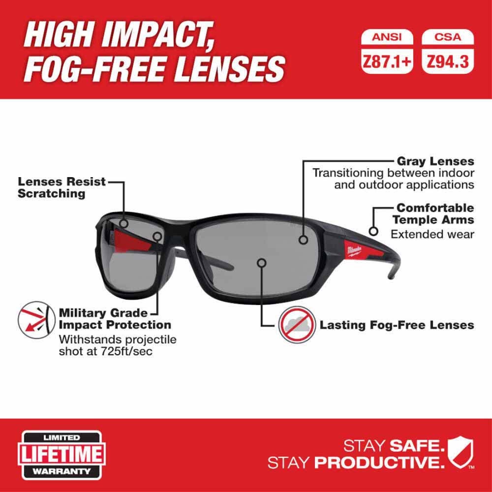 Milwaukee 48-73-2126 Performance Safety Glasses - Gray Fog-Free Lenses (Polybag) - 3