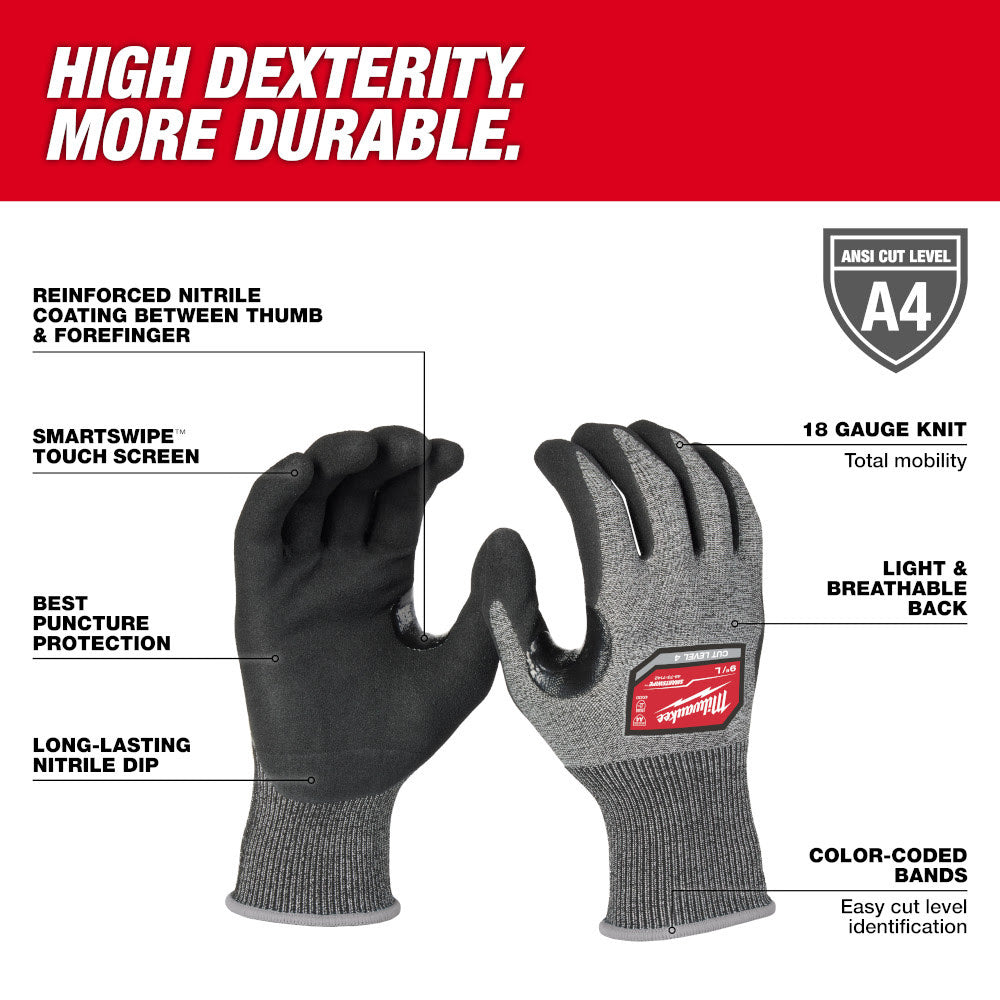 Milwaukee 48-73-7143 Cut Level 4 High-Dexterity Nitrile Dipped Gloves - XL - 2