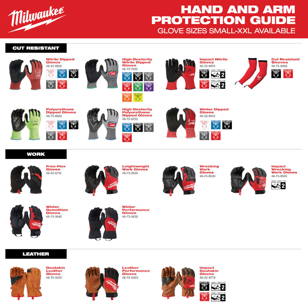 Milwaukee 48-73-8550 Impact Wrecking Work Glove - S