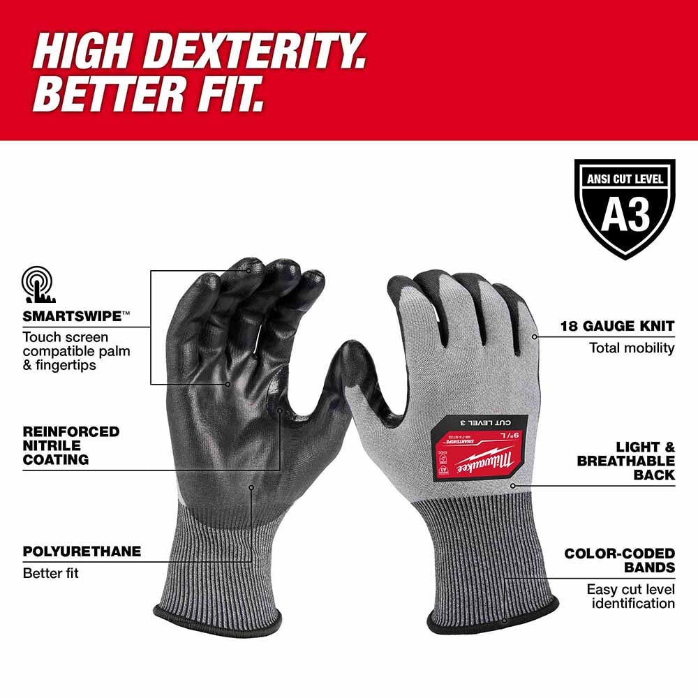 Milwaukee 48-73-8732B High Dexterity A3 Polyurethane Dipped Gloves - Large - 2