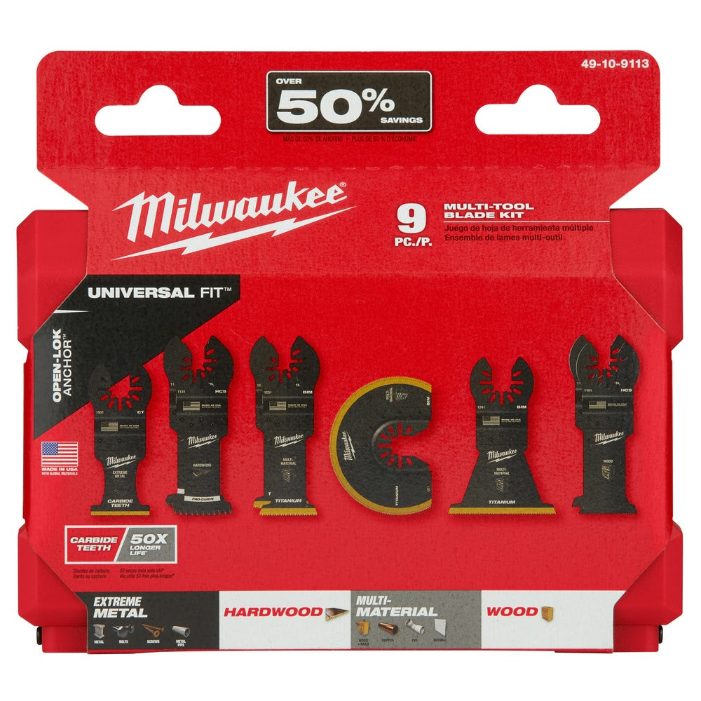 Milwaukee  49-10-9113 Milwaukee® OPEN-LOK™ 9PC MULTI-TOOL BLADE KIT - 9