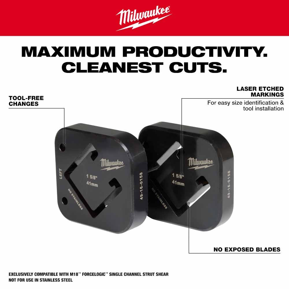 Milwaukee 49-16-0158 1-5/8" x 1-5/8" Single Strut Shearing Dies - 2