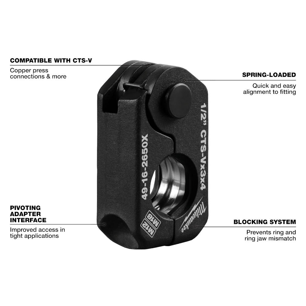 Milwaukee 49-16-2650X 1/2" CTS-V Pivoting Press Ring for M18 & M12 FORCE LOGIC Press Tools