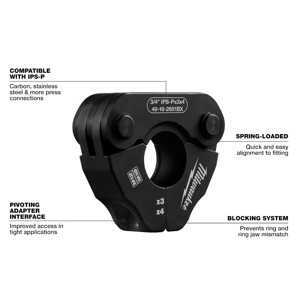 Milwaukee 49-16-2651BX 3/4" IPS-P Pivoting Press Ring for M18 & M12 FORCE LOGIC Press Tools