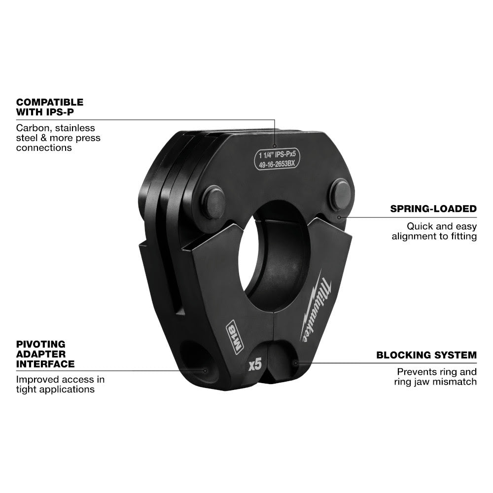 Milwaukee 49-16-2653BX 1-1/4" IPS-P Pivoting Press Ring for M18 FORCE LOGIC Press Tools