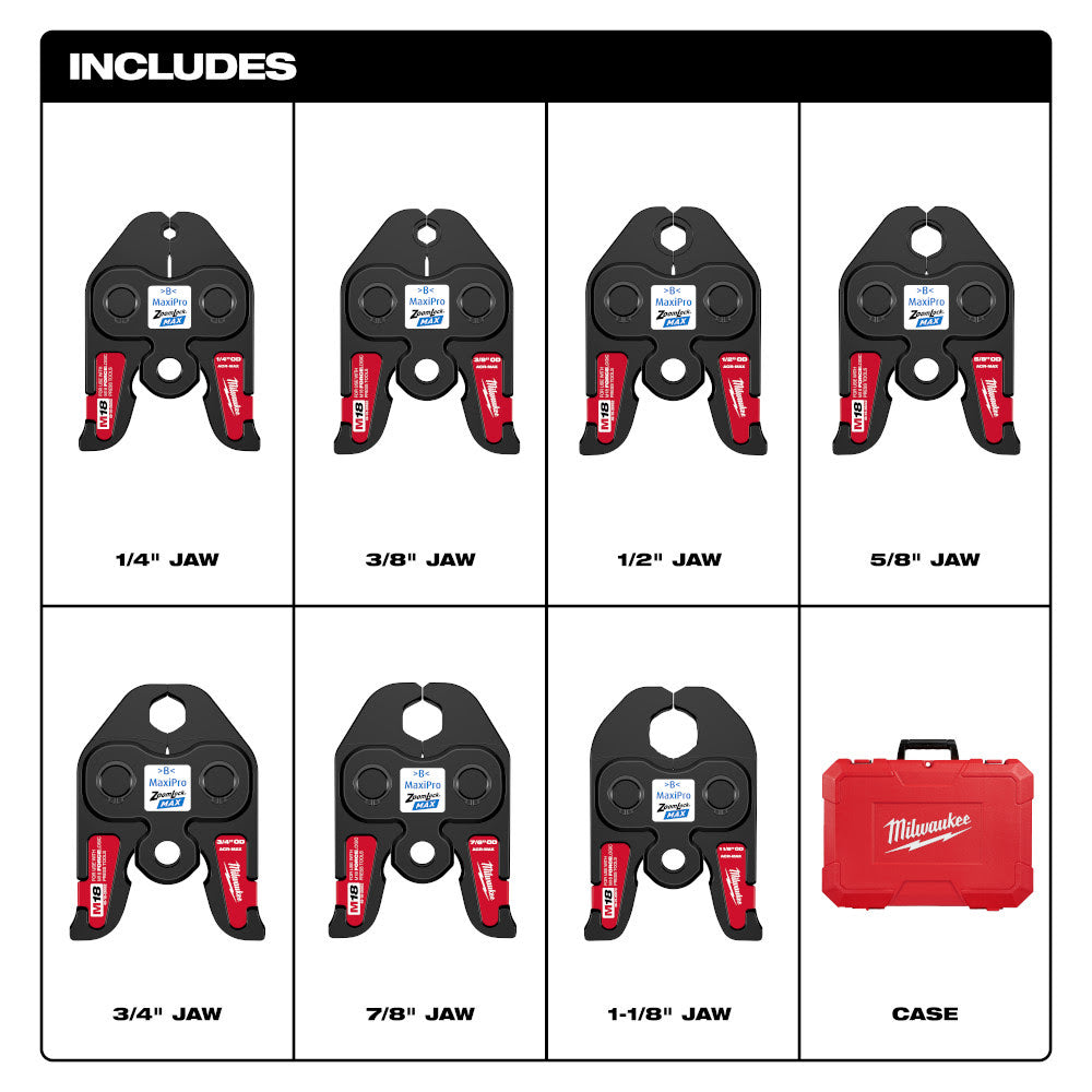 Milwaukee 49-16-2662Z 1/4"- 1-1/8" ZoomLock MAX Press Jaw Kit for M18 FORCE LOGIC Press Tools