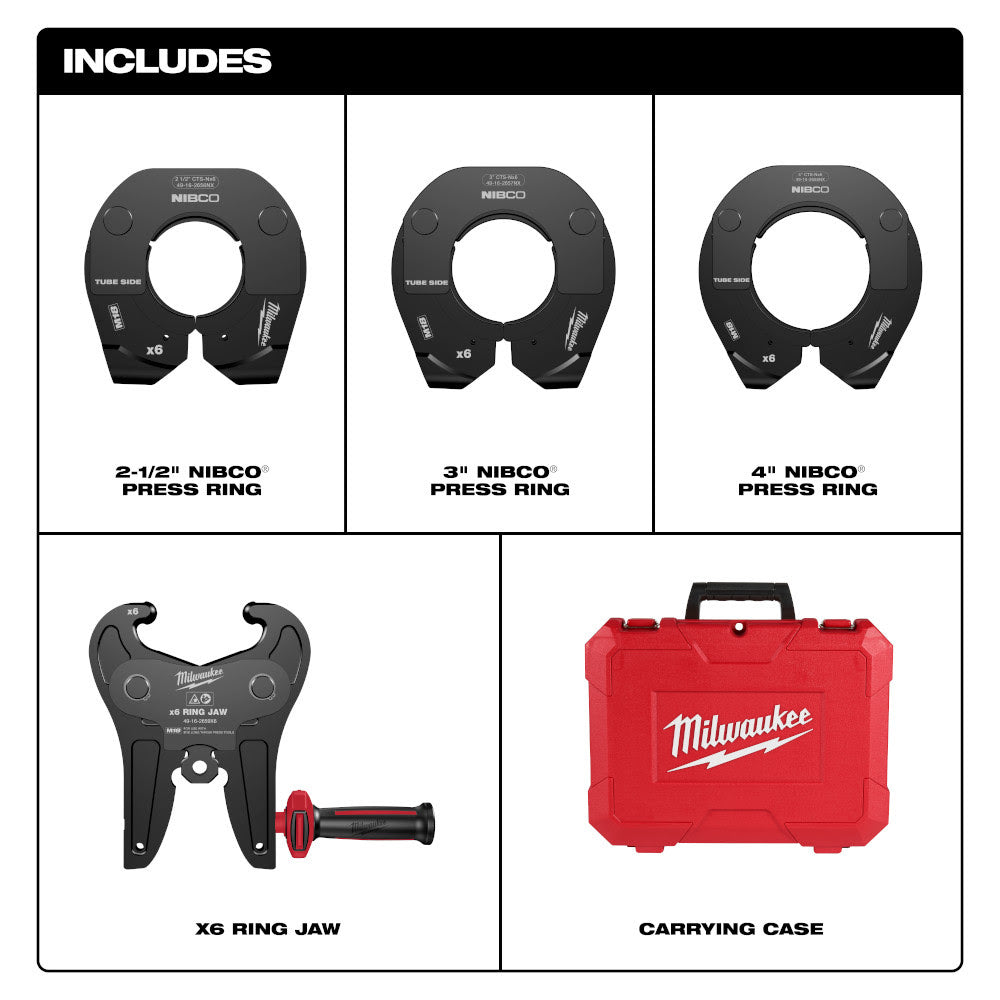 Milwaukee 49-16-2690NX 2-1/2" - 4" NIBCO Press Ring Kit for M18 FORCE LOGIC Long Throw Press Tool - 2