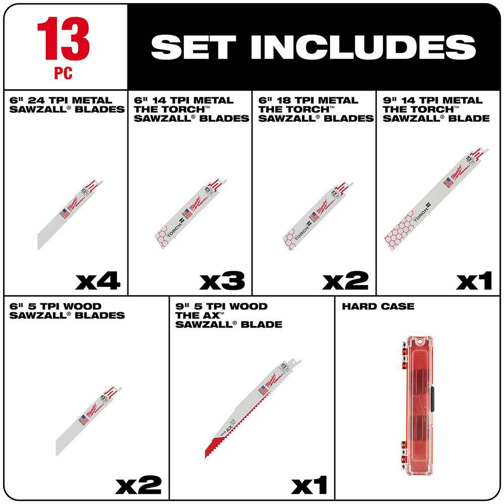 Milwaukee 49-22-1113 13 PC SAWZALL Blade Set