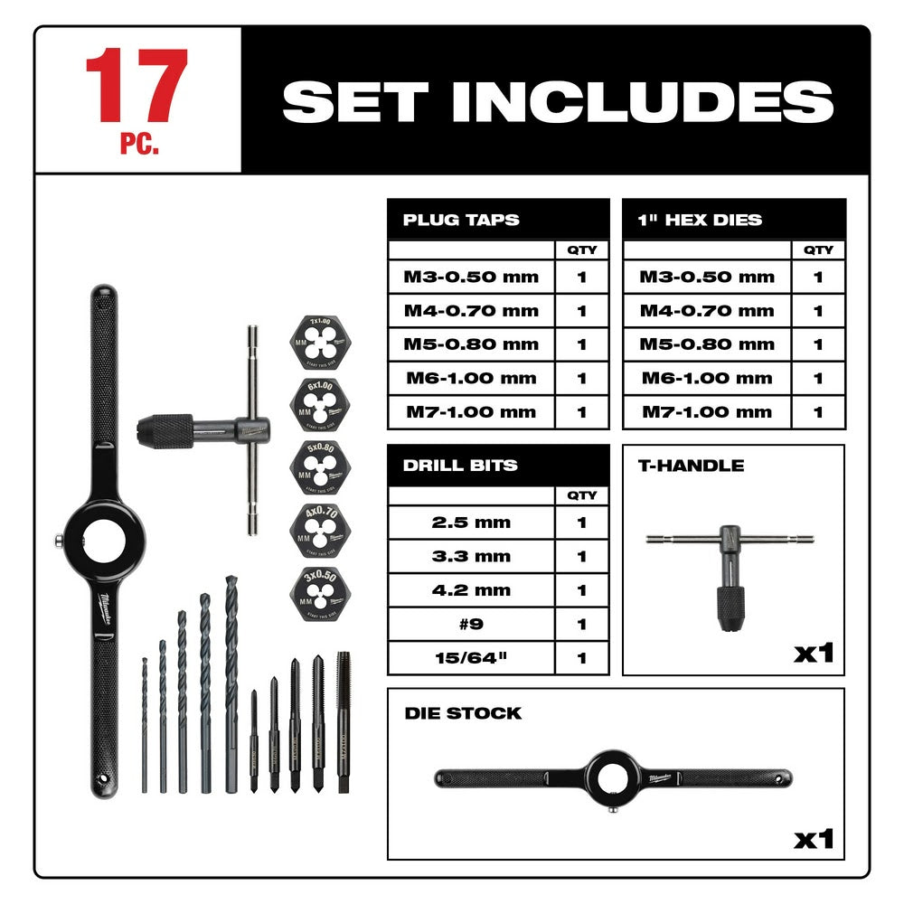 Milwaukee 49-22-5601 17PC Metric Tap and Die Set - 2