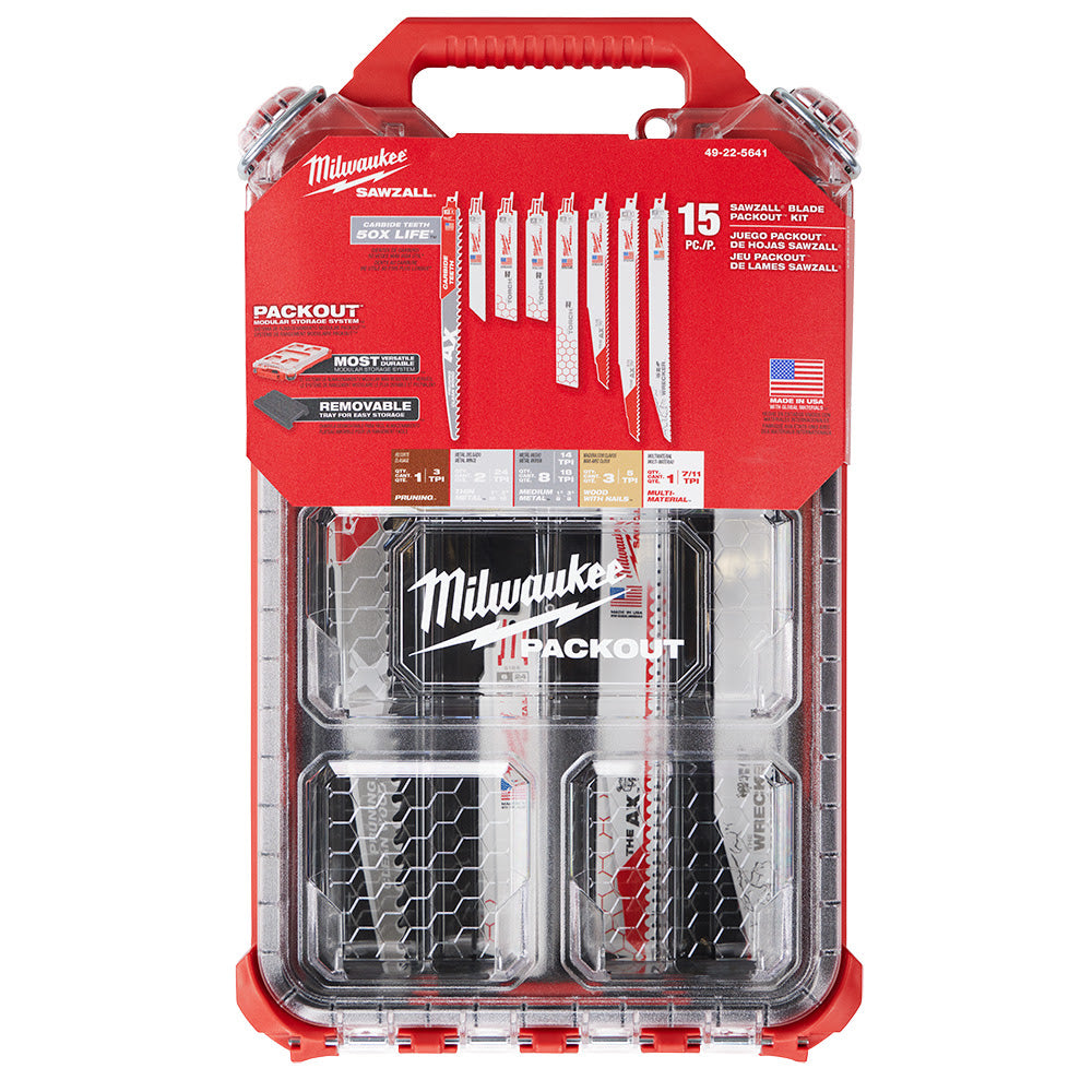 Milwaukee 49-22-5641 15PC SAWZALL Blade PACKOUT Kit - 11