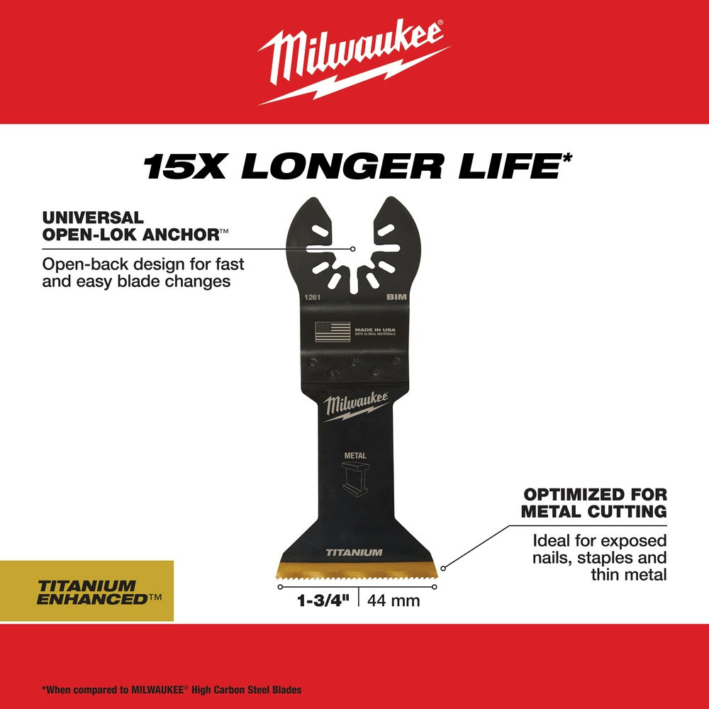 Milwaukee  49-25-1269 Milwaukee® OPEN-LOK™ 1-3/4" TITANIUM ENHANCED BI-METAL METAL BLADES 10PK - 6