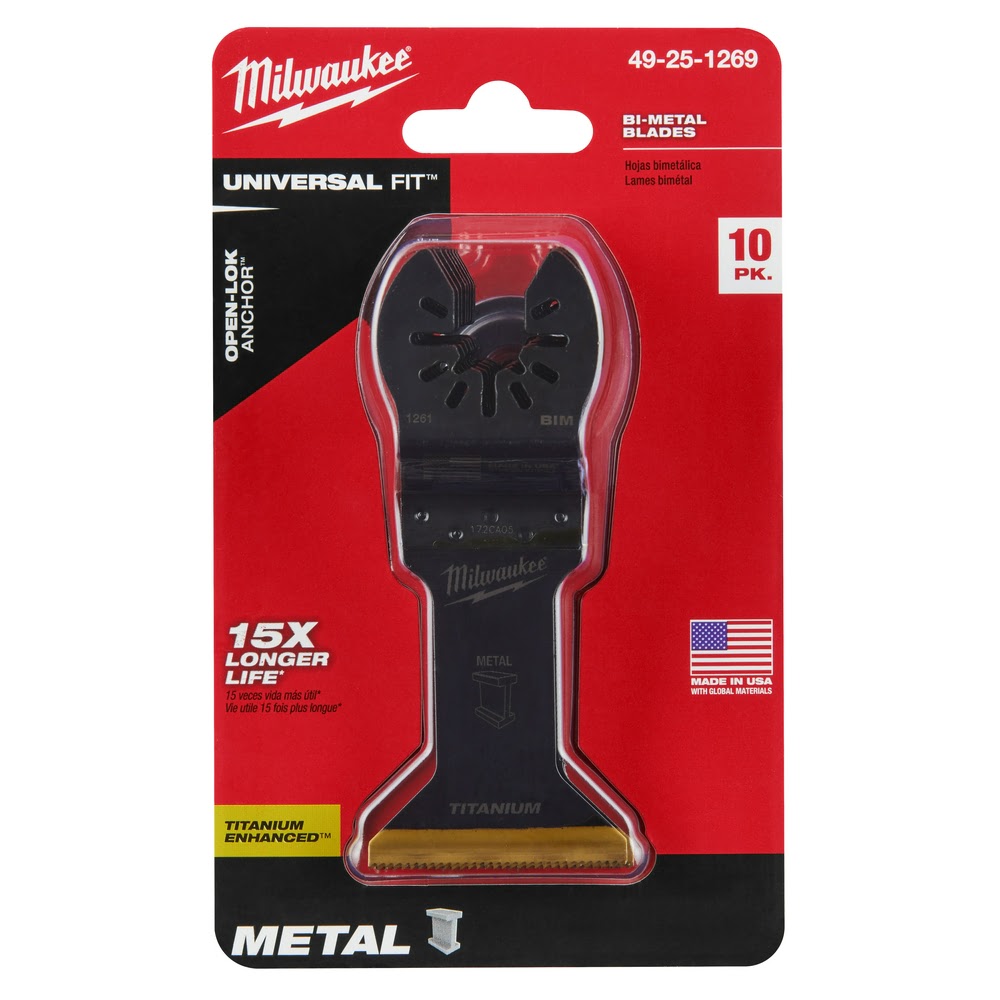 Milwaukee  49-25-1269 Milwaukee® OPEN-LOK™ 1-3/4" TITANIUM ENHANCED BI-METAL METAL BLADES 10PK - 11