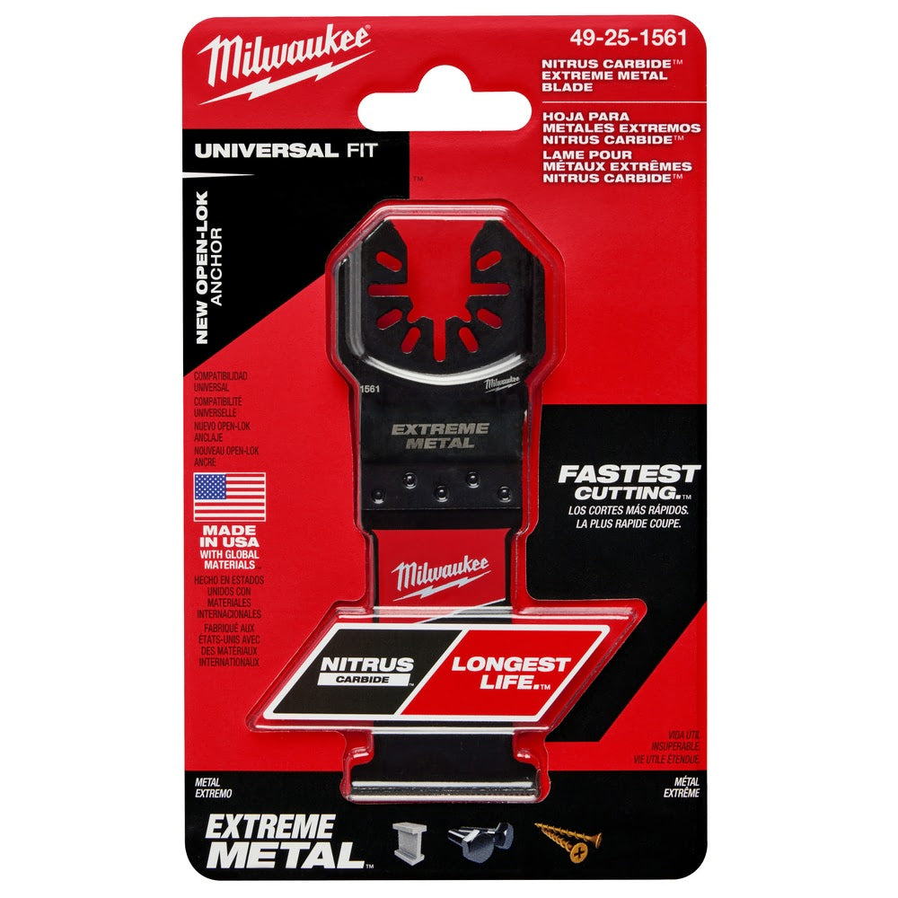 Milwaukee 49-25-1561 NITRUS CARBIDE Extreme Metal Universal Fit OPEN-LOK Multi-Tool Blade 1PK