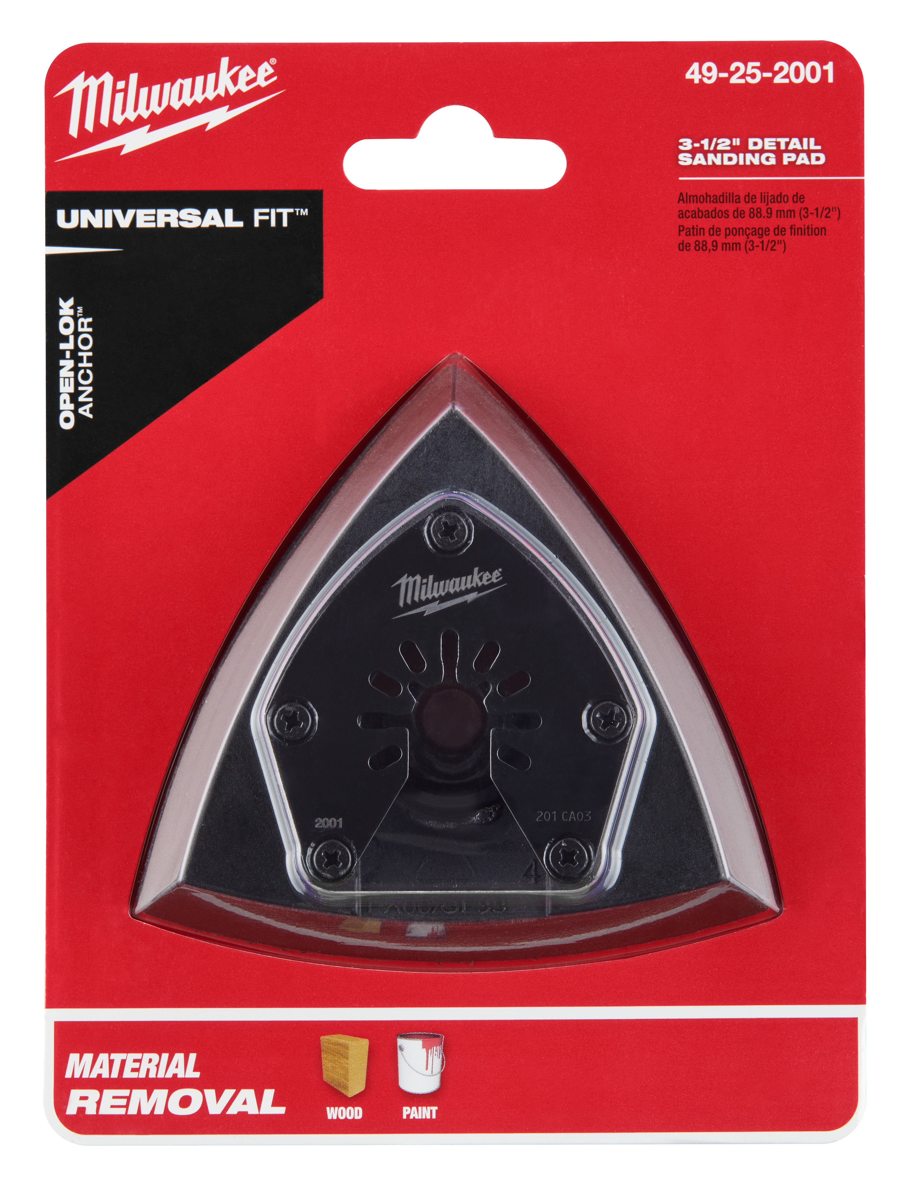 Milwaukee  49-25-2001 Milwaukee® OPEN-LOK™ 3-1/2" TRIANGLE SANDING PAD 1PK - 4