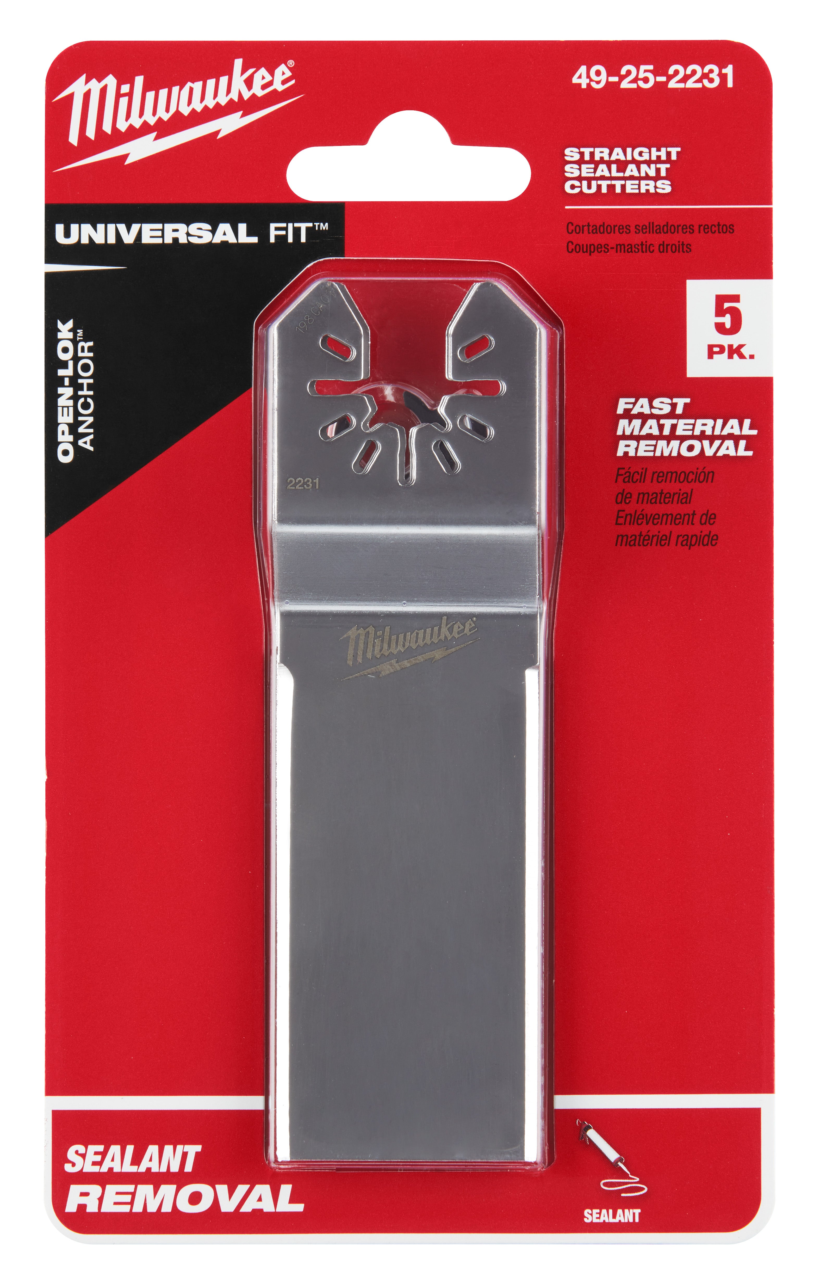 Milwaukee  49-25-2231 Milwaukee® OPEN-LOK™ STRAIGHT SEALANT CUTTING BLADE 5PK - 2