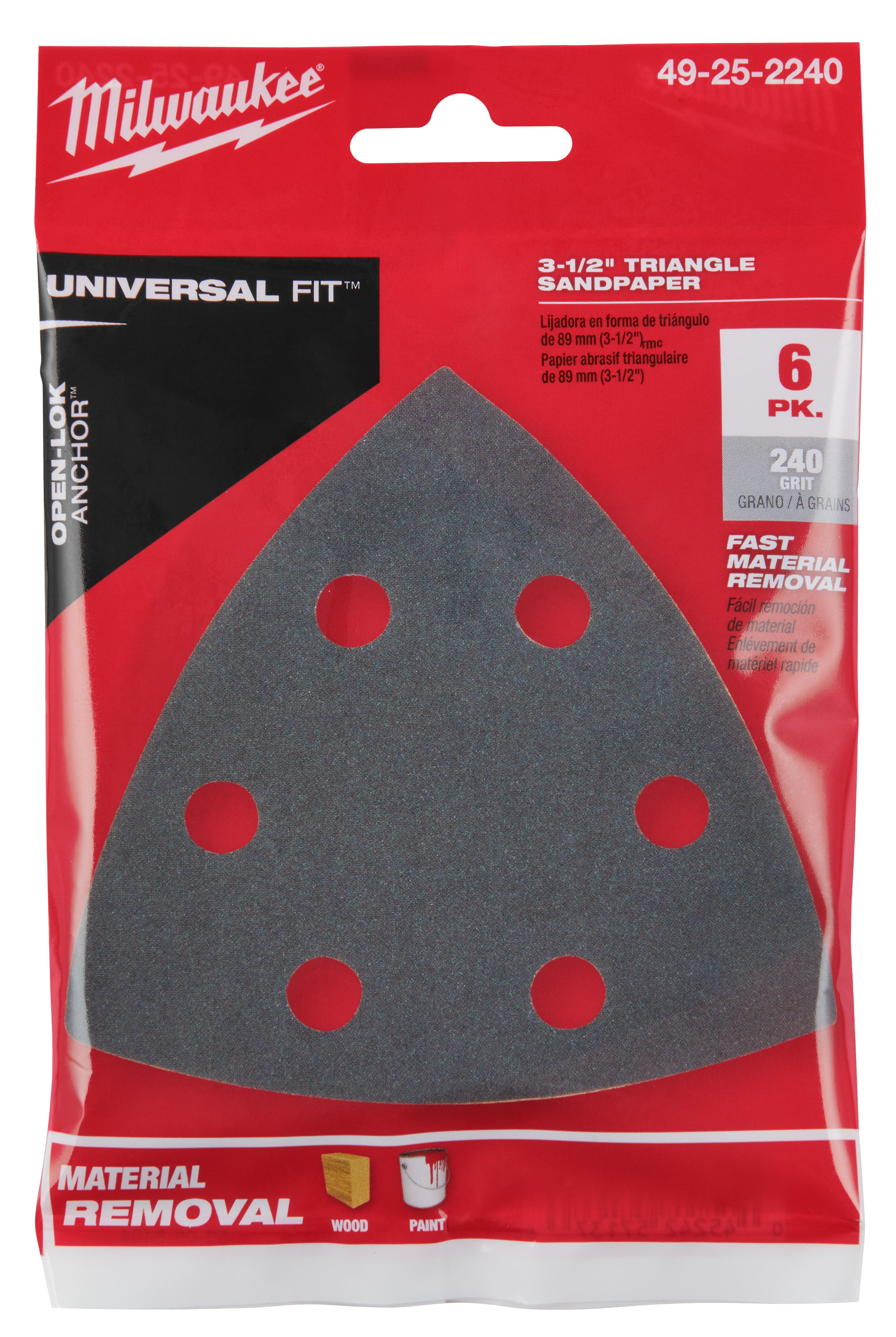 Milwaukee  49-25-2240 Milwaukee® 3-1/2" 240 GRIT TRIANGLE SANDPAPER 6PK - 3