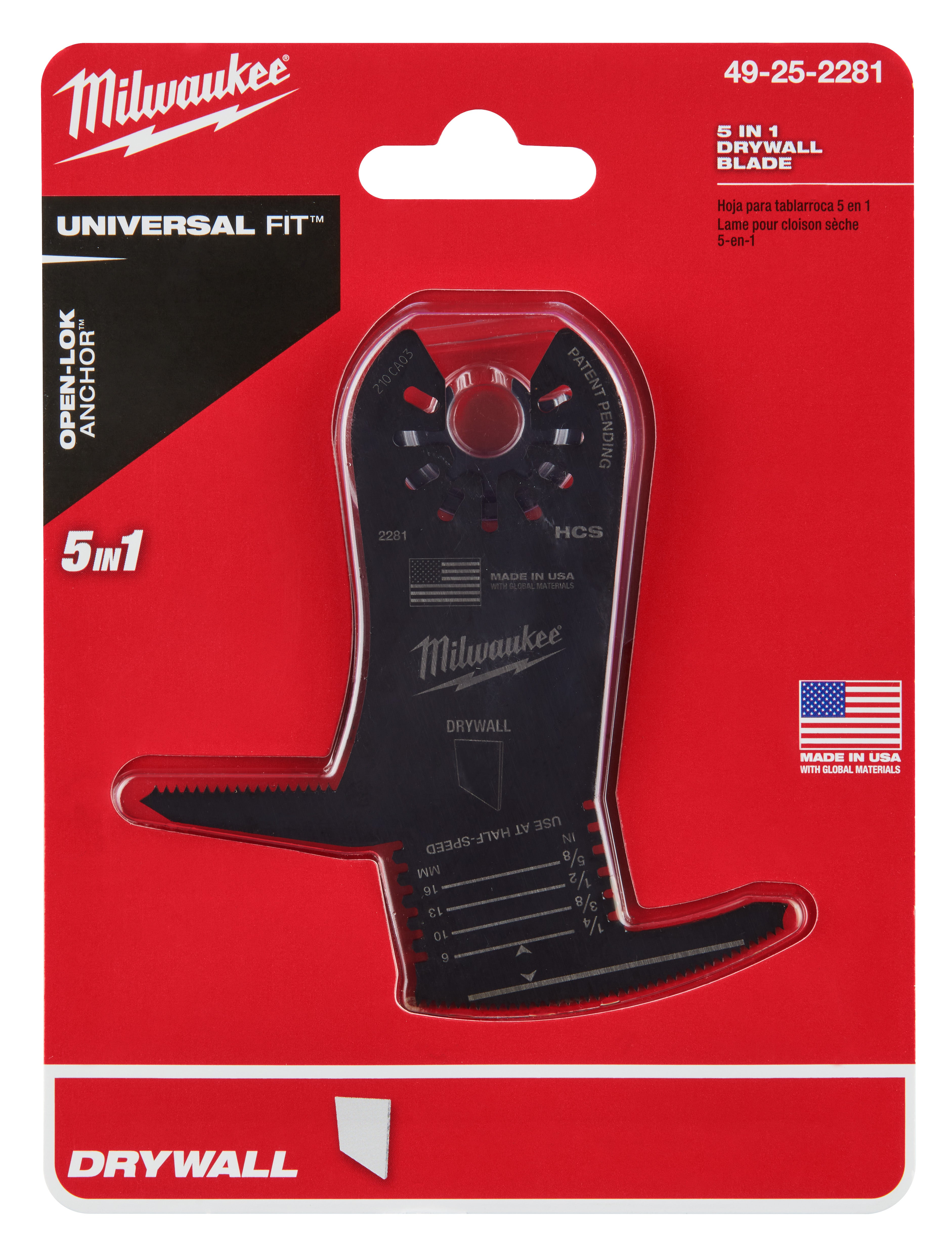 Milwaukee  49-25-2281 Milwaukee® OPEN-LOK™ 5-IN-1 DRYWALL BLADE 1PK - 4