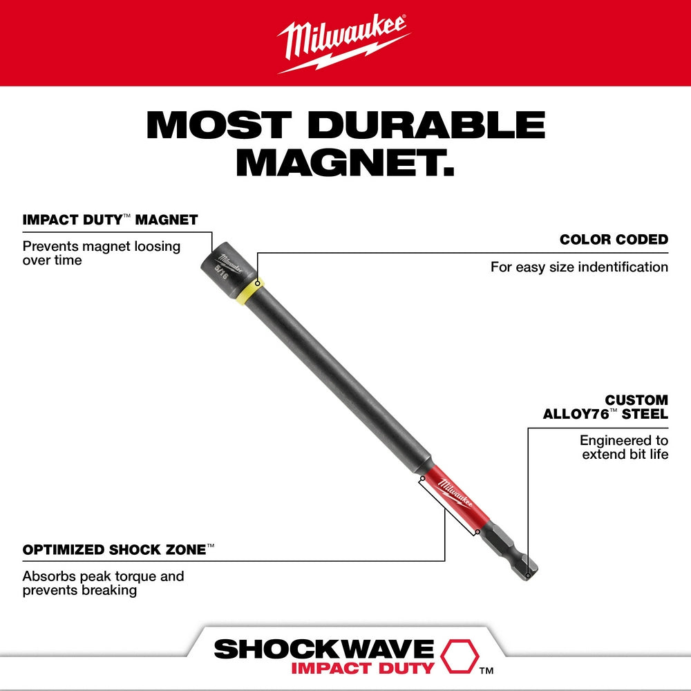 Milwaukee 49-66-4585 SHOCKWAVE Impact Duty 3/8" x 6" Magnetic Nut Driver - 4