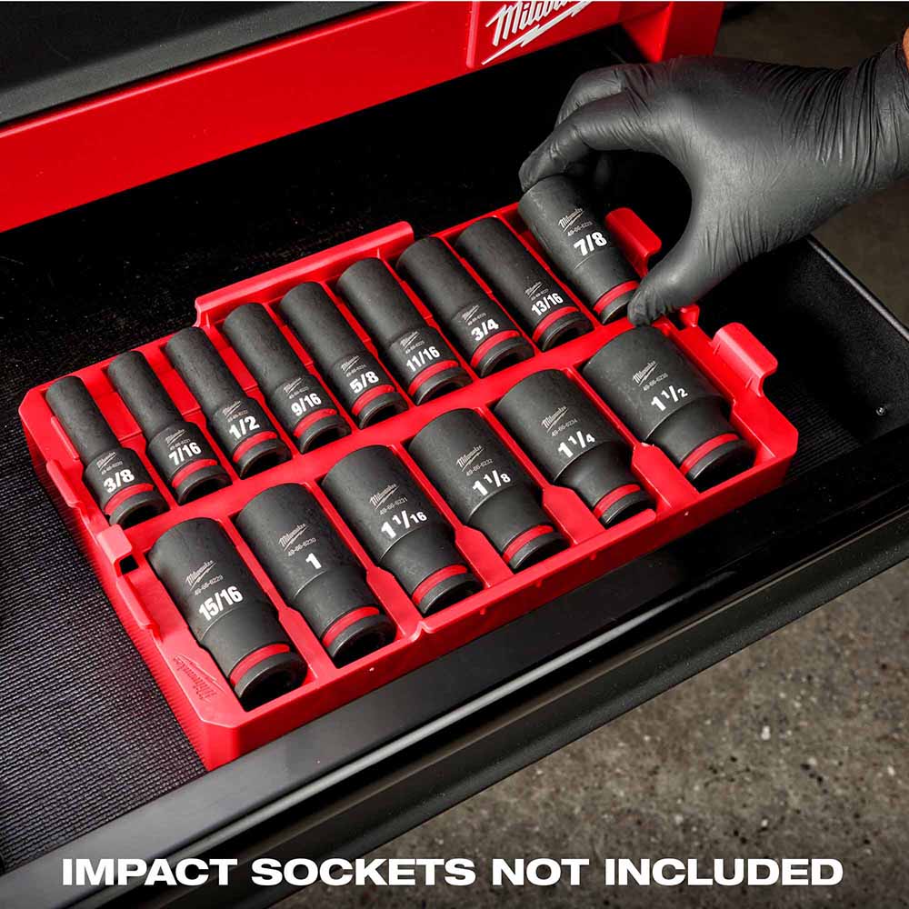 Milwaukee 49-66-6832 Shockwave Impact Duty Socket 1/2" Drice 15-Piece SAE Tray Only - 7